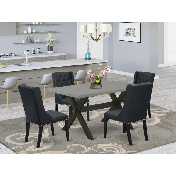 East West Furniture 5 Piece X-Style Dining Room Table Set - Wire Brush Black X696FO624-5 - main